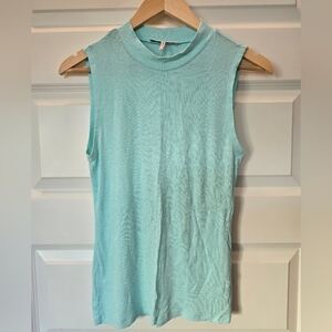 BCBGeneration High Neck Sleeveless Top, Medium, Turqouise Blue